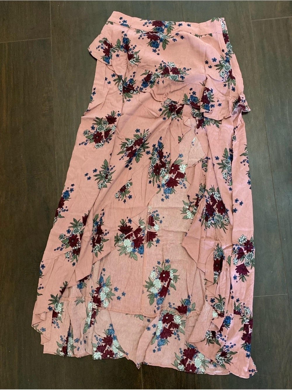 Ina Pink Floral High-Low Ruffle Skirt